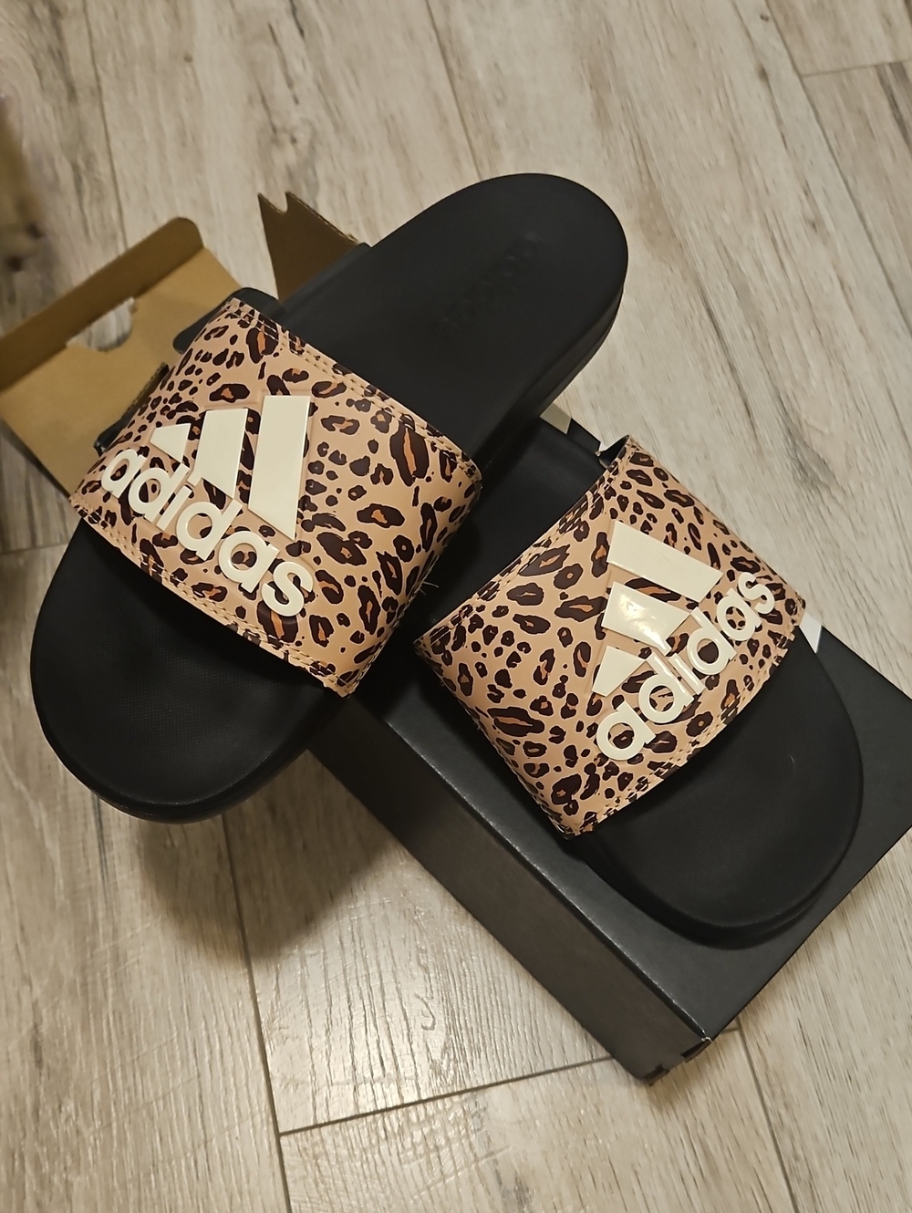 Adidas Leopard Print Slides